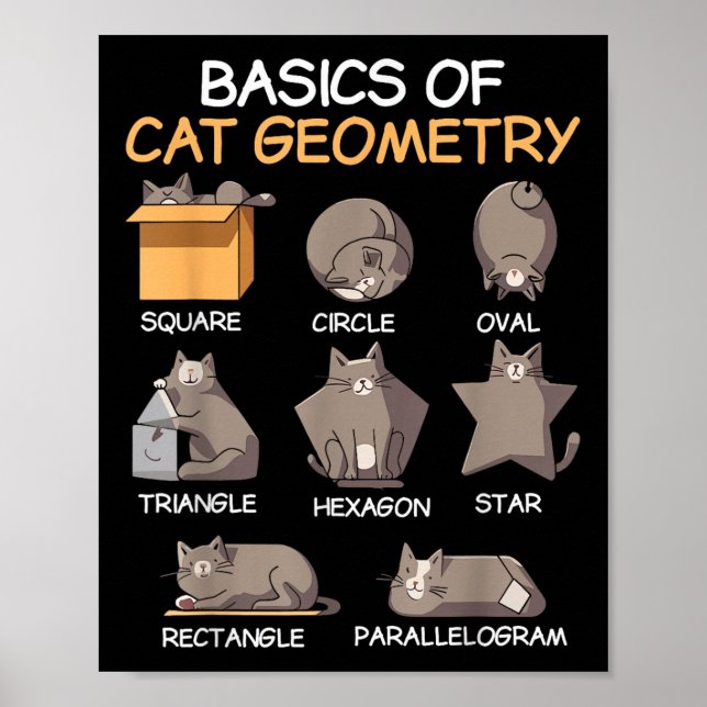 Affiche Géométrie Chat Math Drôle Cadeaux Chat Pour Chat P (Devant)