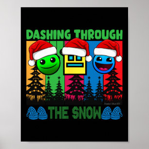 Affiche Géométrie Dashant à travers la neige Jeu de dash d