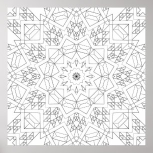 Affiche Géométrie de Mandala en Cristal à Facettes Art de