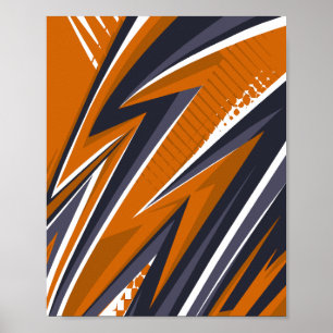 Affiche Géométrie dynamique en orange, noir, gris et blanc