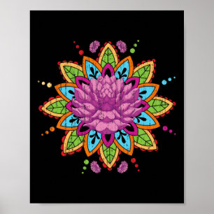Affiche Géométrie fractale de Pilates Fleur Épanouie Art Y