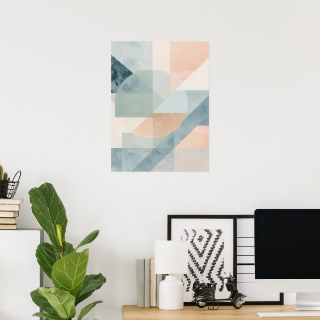 Affiche Géométrie Pastel souple - Art Moderne Abstrait Imp (Bureau à domicile)
