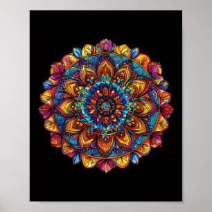 Affiche Géométrie sacrée colorée Mandala Lotus