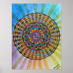 Affiche Géométrie sacrée couleur Mandala - WaterColor