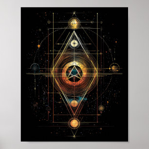 Affiche Géométrie sacrée Cube Metatron Yoga spirituel _1