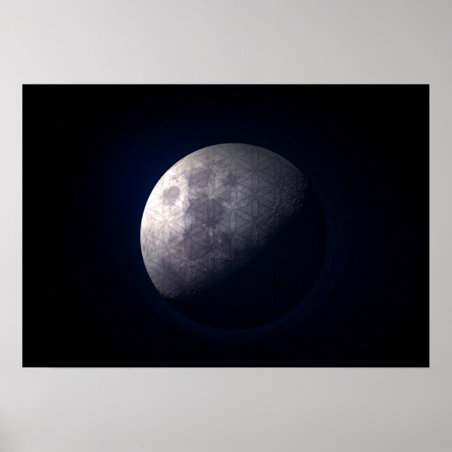 Affiche Géométrie sacrée - La Fleur de la vie dans une lun (Devant)