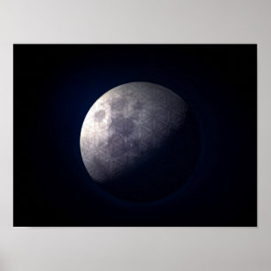 Affiche Géométrie sacrée - La Fleur de Vie sur une lune