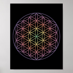 Affiche Géométrie sacrée La Fleur de Vie Yoga Yantra Sym