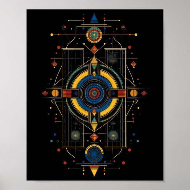 Affiche Géométrie sacrée Metatron Art abstrait Esprit aztè (Devant)