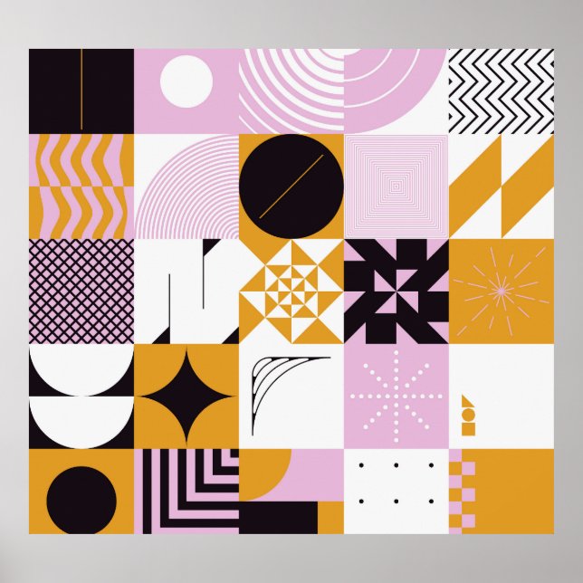 Affiche Géométrie Scandinave : Oeuvre Artisanale Dessinée  (Devant)