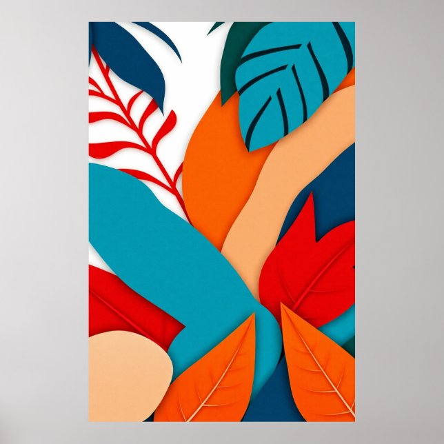 Affiche Géométrie tropicale : Collage numérique gras et dy (Devant)