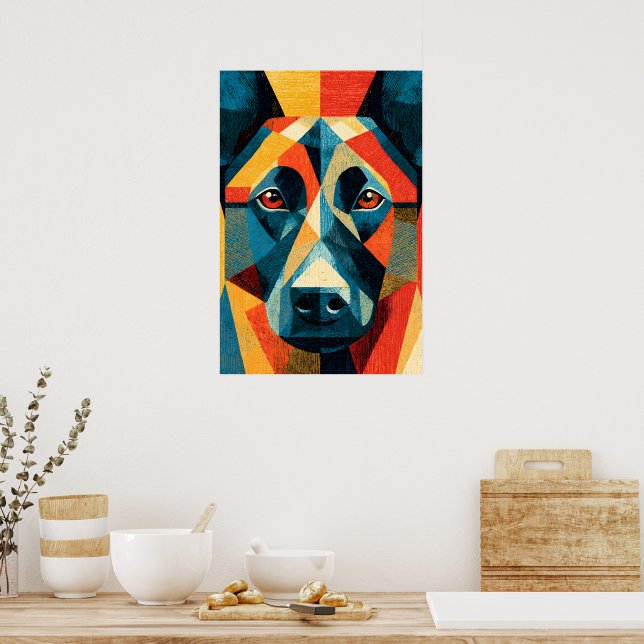 Affiche géométrique abstraite du Malinois belge (Cuisine)