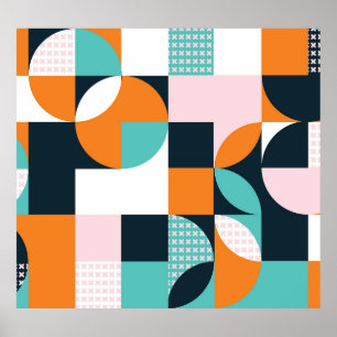 Affiche Géométrique Abstraite : Effet 3D coloré.