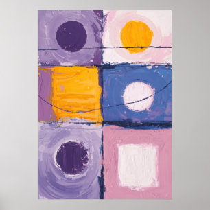 Affiche géométrique abstraite rose violet pastel