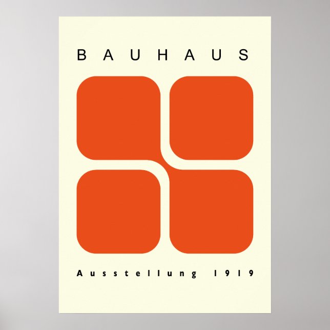 Affiche géométrique Bauhaus Orange Impression Rétr (Devant)
