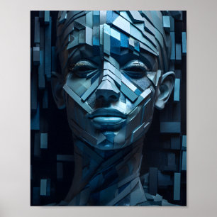 Affiche Géométrique belles femmes visage forme femelle fil