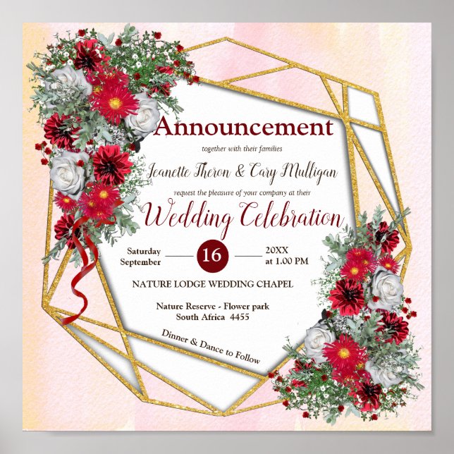 Affiche Géométrique - Bouquets Bourgogne Parties scintilla (Devant)