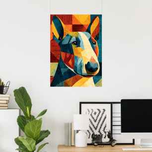 Affiche géométrique colorée de Bull Terrier abstra