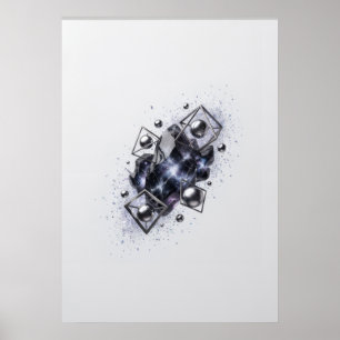 Affiche géométrique d'amas de cristal de galaxie