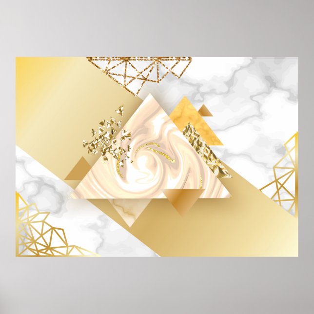 Affiche Géométrique dorée de luxe avec patte transparente  (Devant)