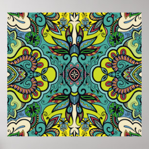 Affiche Géométrique floral, coloré abstrait textu transpar