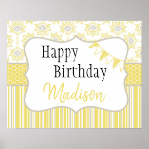 Affiche Géométrique jaune et gris