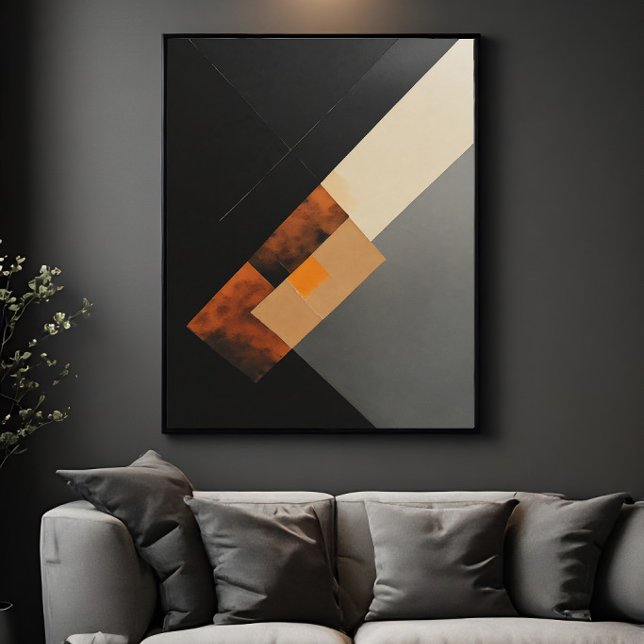Affiche Géométrique Moderne Rouille et Noir Texturé (Créateur téléchargé)