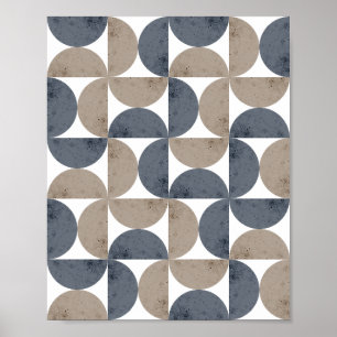 Affiche Géométrique Moderne Texturé Demi-Lune Milieu de Si
