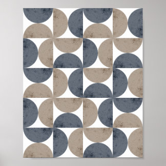 Affiche Géométrique Moderne Texturé Demi-Lune Milieu de Si