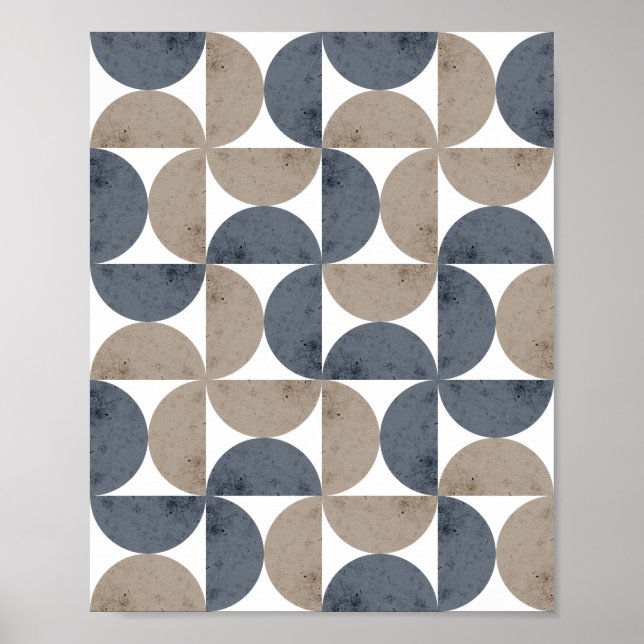 Affiche Géométrique Moderne Texturé Demi-Lune Milieu de Si (Devant)