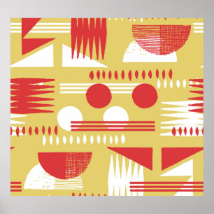 Affiche Géométrique sans fumée : Vintage jaune-rouge.