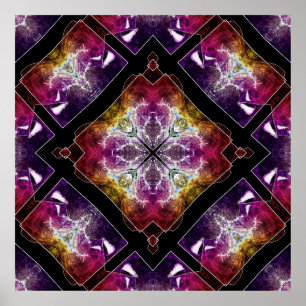 Affiche Géométrique vibrant avec accents violets et dorés