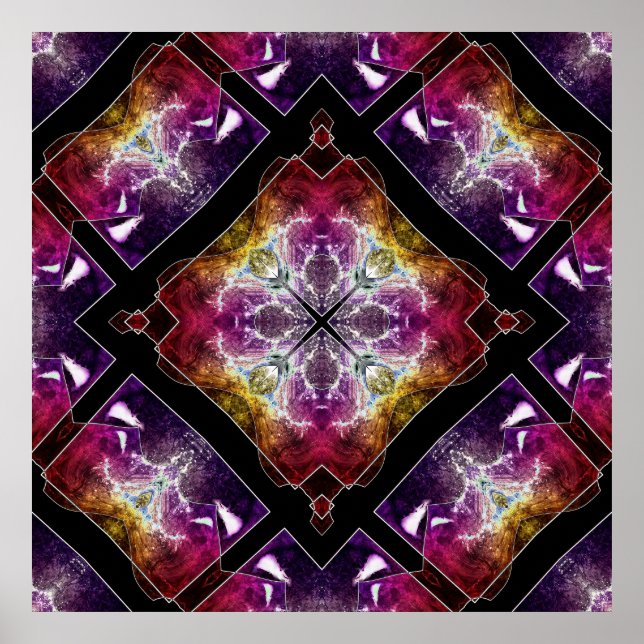 Affiche Géométrique vibrant avec accents violets et dorés (Devant)