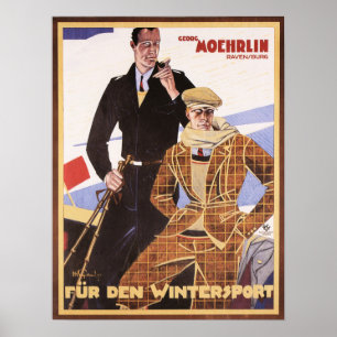 Affiche Georg Moehrlin Sports d'hiver Mode vêtements porte