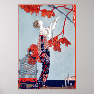 Affiche George Barbier "L'Oiseau Volage" 1914