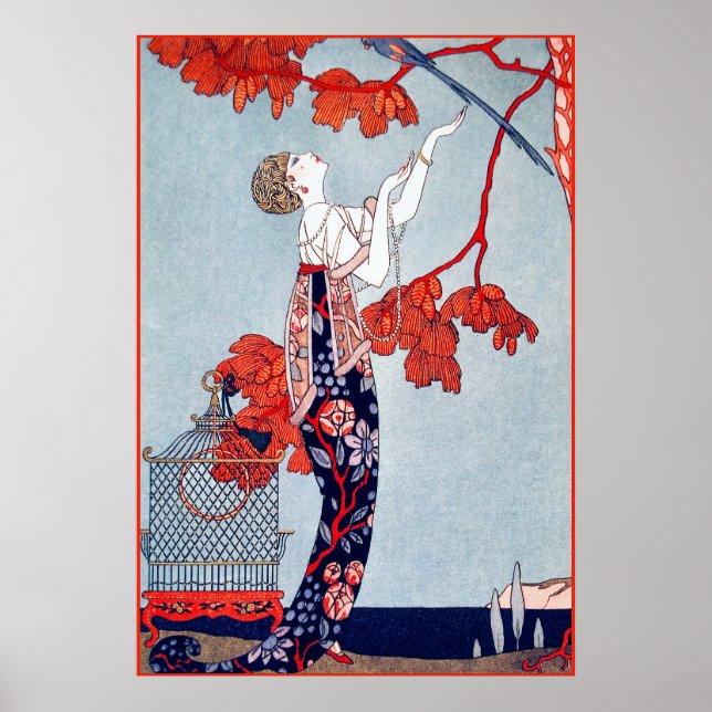 Affiche George Barbier "L'Oiseau Volage" 1914 (Devant)