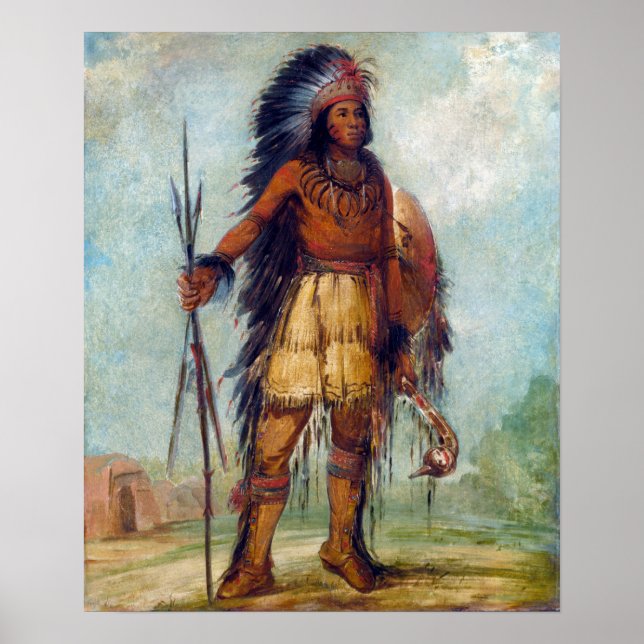 Affiche George Catlin A-wun-né-wa-be, Oiseau du tonnerre (Devant)
