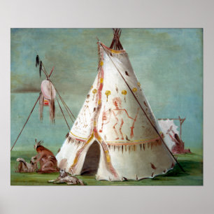 Affiche George Catlin Crow Lodge of Twenty-cinq Buffalo