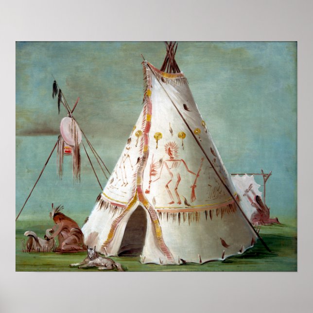 Affiche George Catlin Crow Lodge of Twenty-cinq Buffalo (Devant)