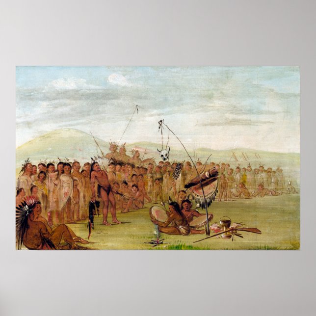 Affiche George Catlin L'auto-torture dans un Sioux Religie (Devant)