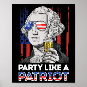 Affiche George Washington 4 juillet Parti Comme Un Patriot
