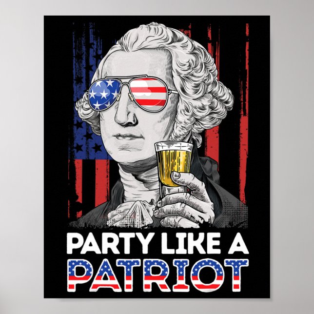 Affiche George Washington 4 juillet Parti Comme Un Patriot (Devant)