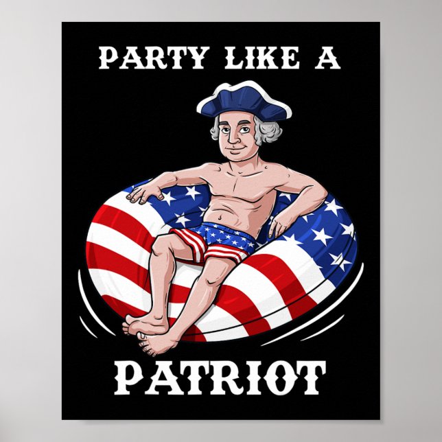 Affiche George Washington 4 juillet USA Patriot Fun  (Devant)