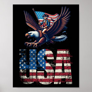 Affiche George Washington À cheval Sur Un Aigle 4 juillet
