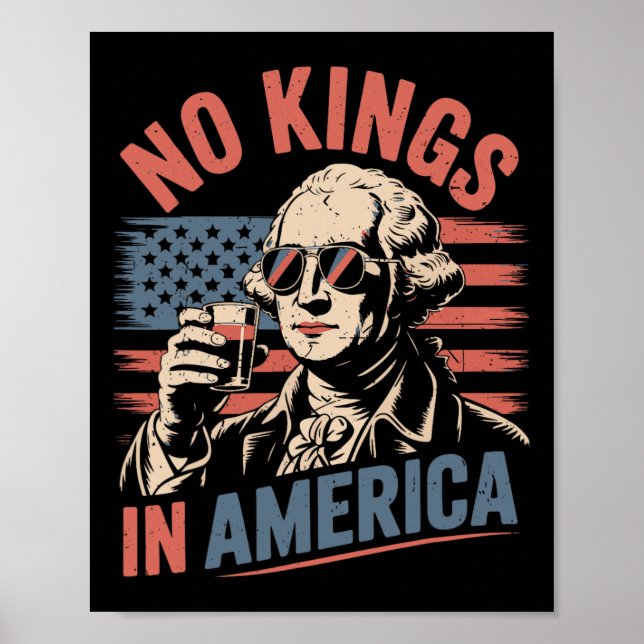 Affiche George Washington Boire drôle Pas de rois Amérique (Devant)