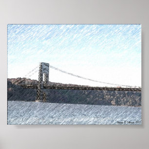 AFFICHE GEORGE WASHINGTON BRIDGE ET HUDSON RIVER VIEW