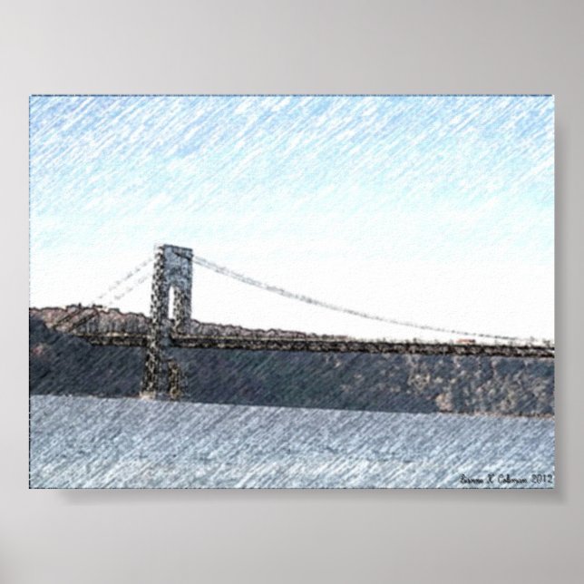 AFFICHE GEORGE WASHINGTON BRIDGE ET HUDSON RIVER VIEW (Devant)