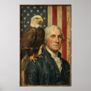 Affiche George Washington patriote avec aigle chauve