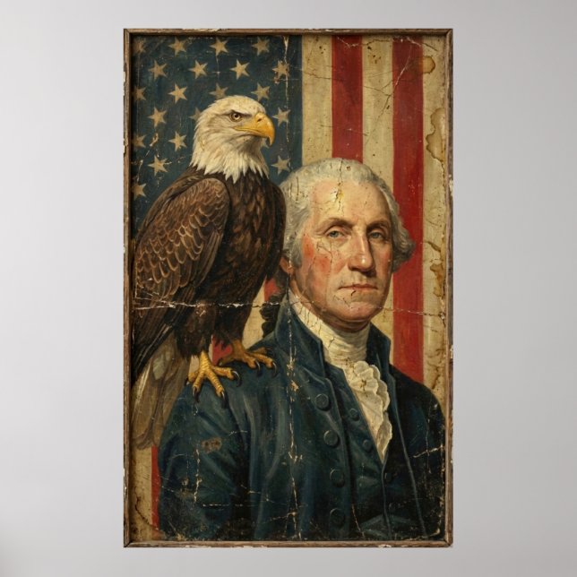 Affiche George Washington patriote avec aigle chauve  (Devant)