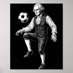 Affiche George Washington Président Jouant au Football Rét